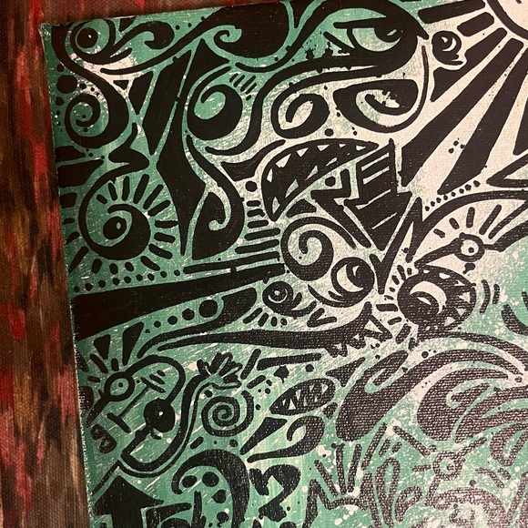 πrare LEπ original vibrant green abstract graffiti painting - Picture 2 of 13